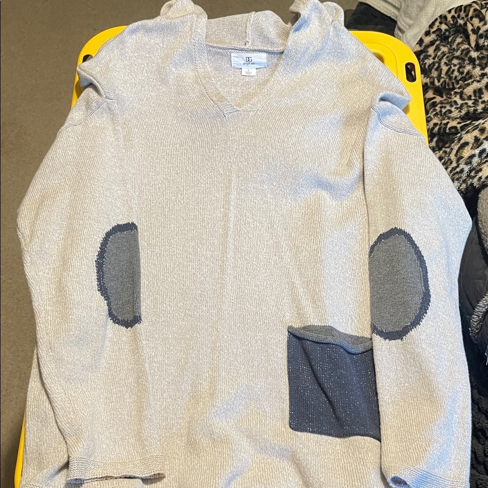 Women's V-Neck Sweater with Gray Accents